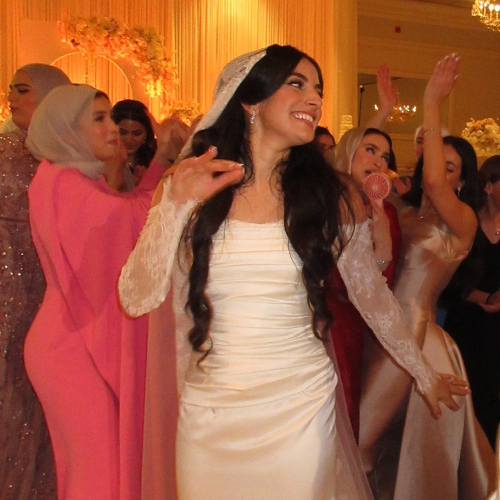 Elegant White Wedding Dress with Lace Sleeves
